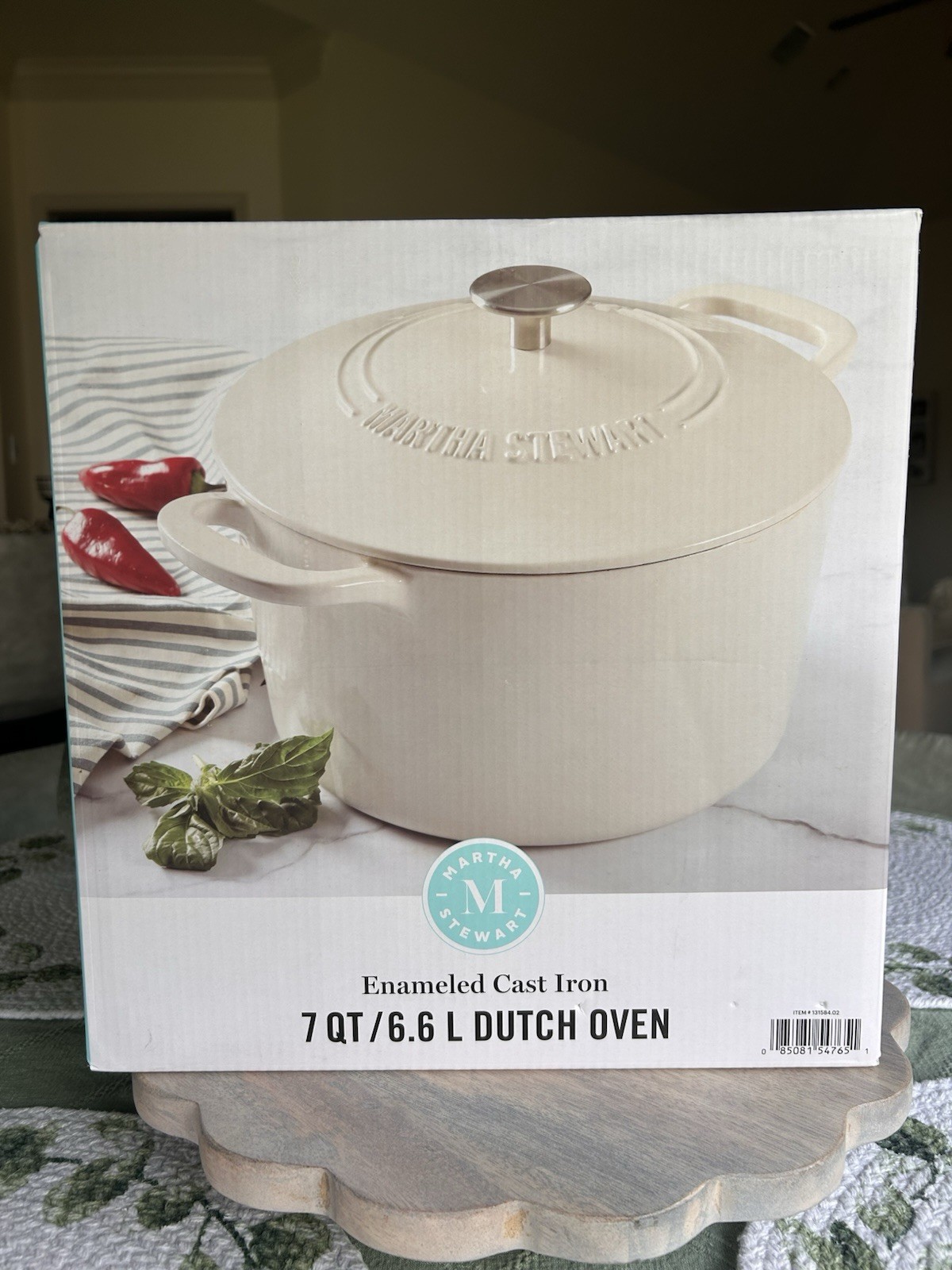 Martha Stewart Enameled Cast Iron Dutch Oven w/ Lid 7 qt/6.6L Color: Linen