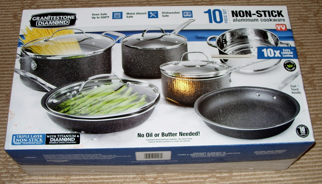 Granitstone Diamond 10 Piece Non-Stick Aluminum Cookware Set! As Seen on TV! New