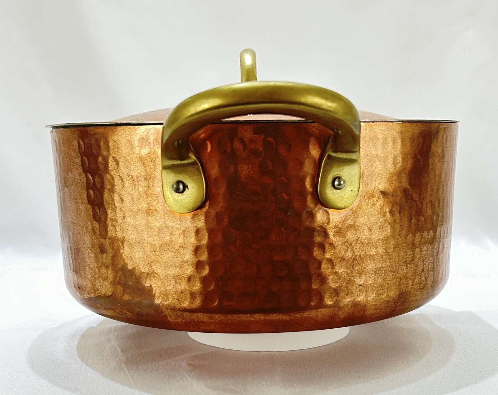 HAKART Hammered Copper Tin Lined Stockpot With Lid Brass Handles