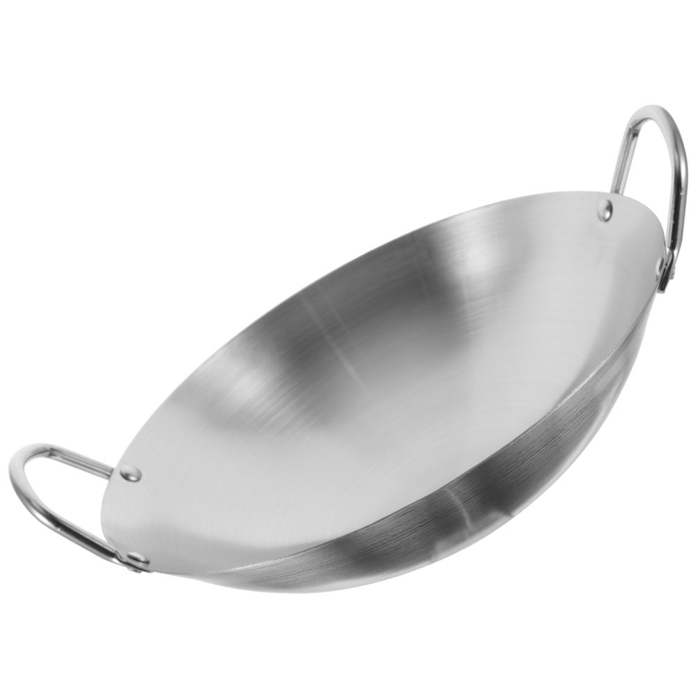 Kitchen Practical Stainless Steel Binaural Wok Frying Pan Cooking Pot 30 cm