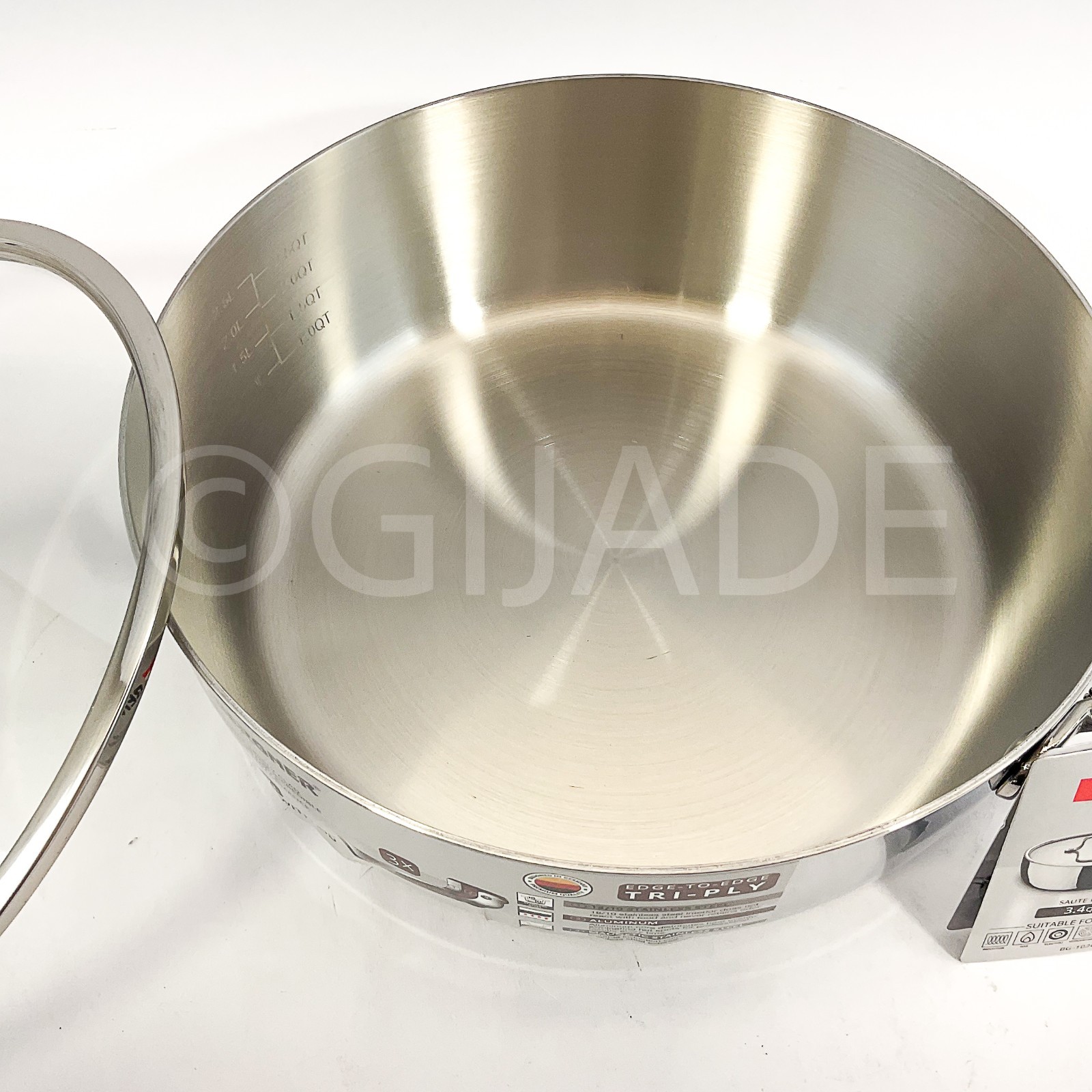 Bergner Edge-To Edge Tri-Ply Stainless Steel 3.4-qt Saute Pan With Lid