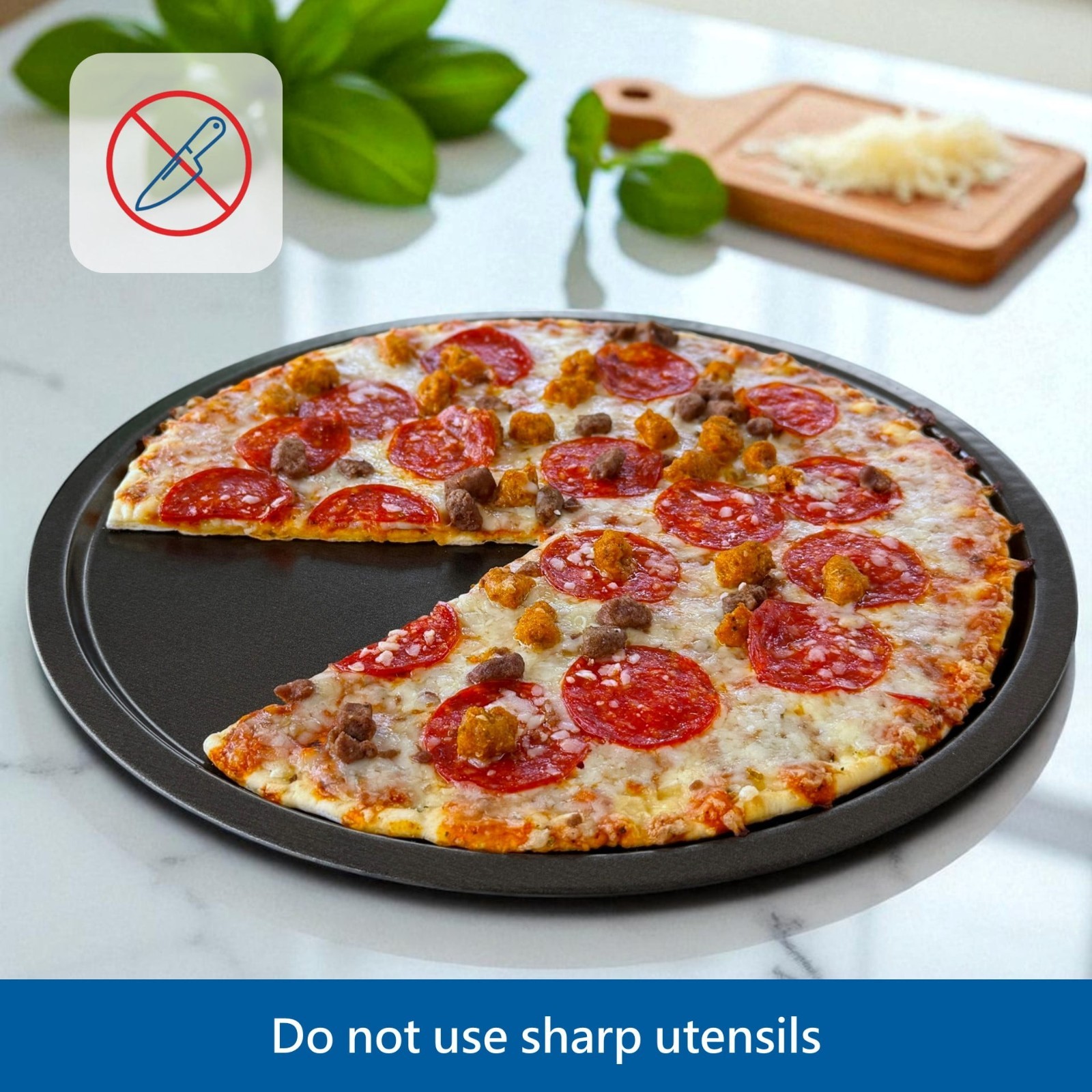Non Stick Pizza Pan 12 Inches, Dishwasher Safe, Dark Gray