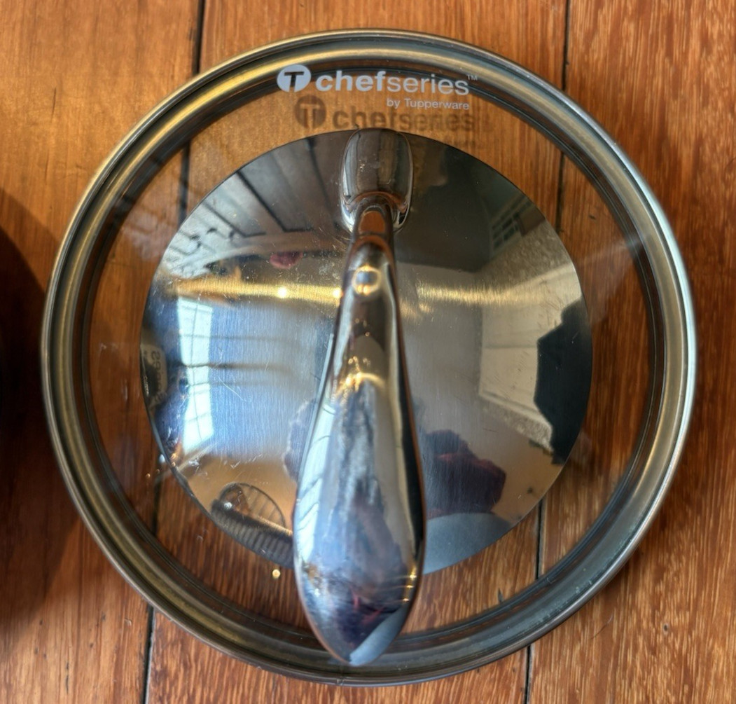 Tupperware Chef Series Non Stick 1 Qt 1.0LSauce Pan Stainless Steel Glass Lid