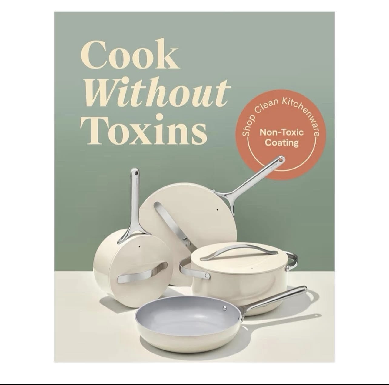 Caraway Ceramic Non-Stick Twelve-Piece Pan Set in Sage with Lids and Organizers