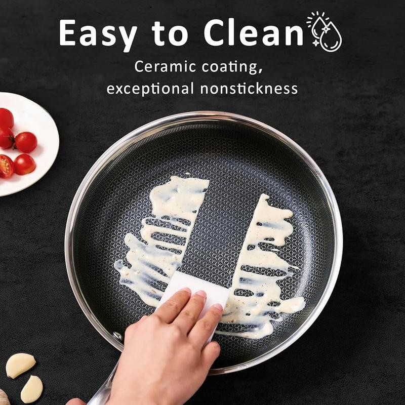Non Stick Frying Pan Ceramic Skillet Stainless Steel Oven Safe Induction Cooktop