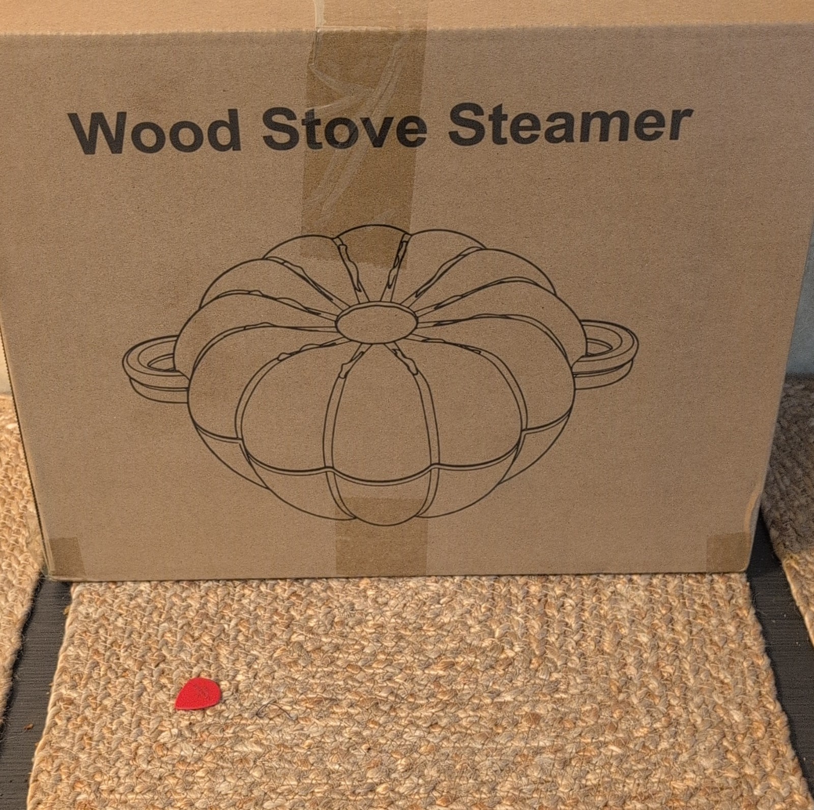 Pumpkin Wood Stove Steamer, Cast Iron Porcelain Enamel, Large Capacity Orange