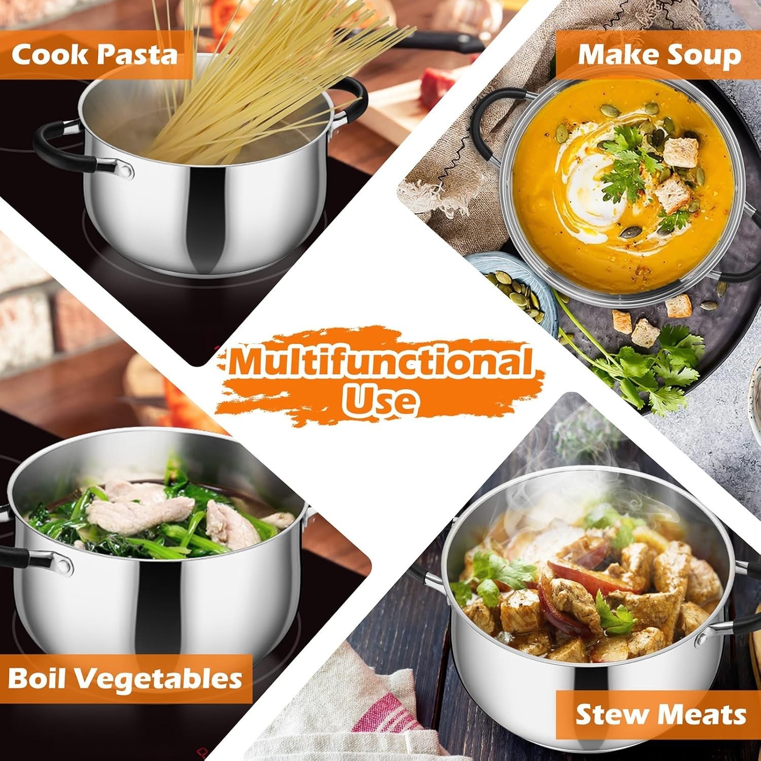 5 Quart Stainless Steel Stock Pot, Cooking Pot with Visible Lid | For Soup Pa…