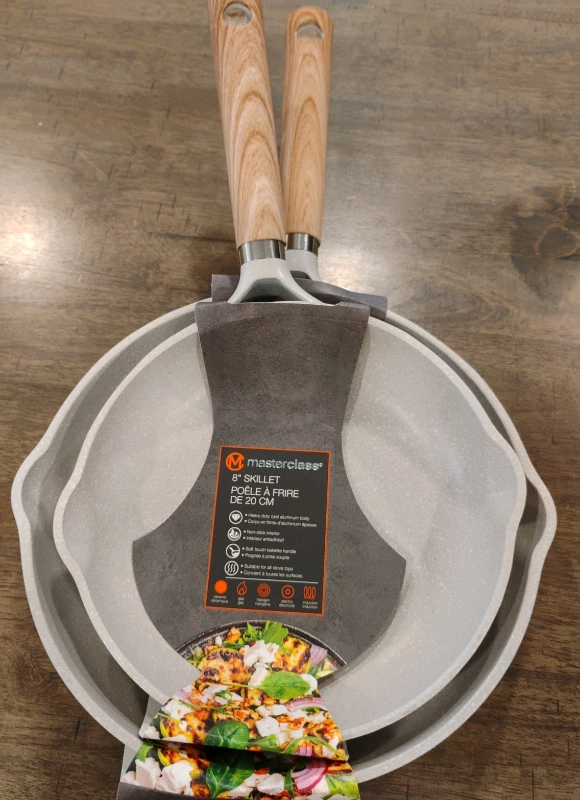 Set of 2 Masterclass Frying Pan 9.5 Inch and 8 Inch Ceramic Nonstick Skillet