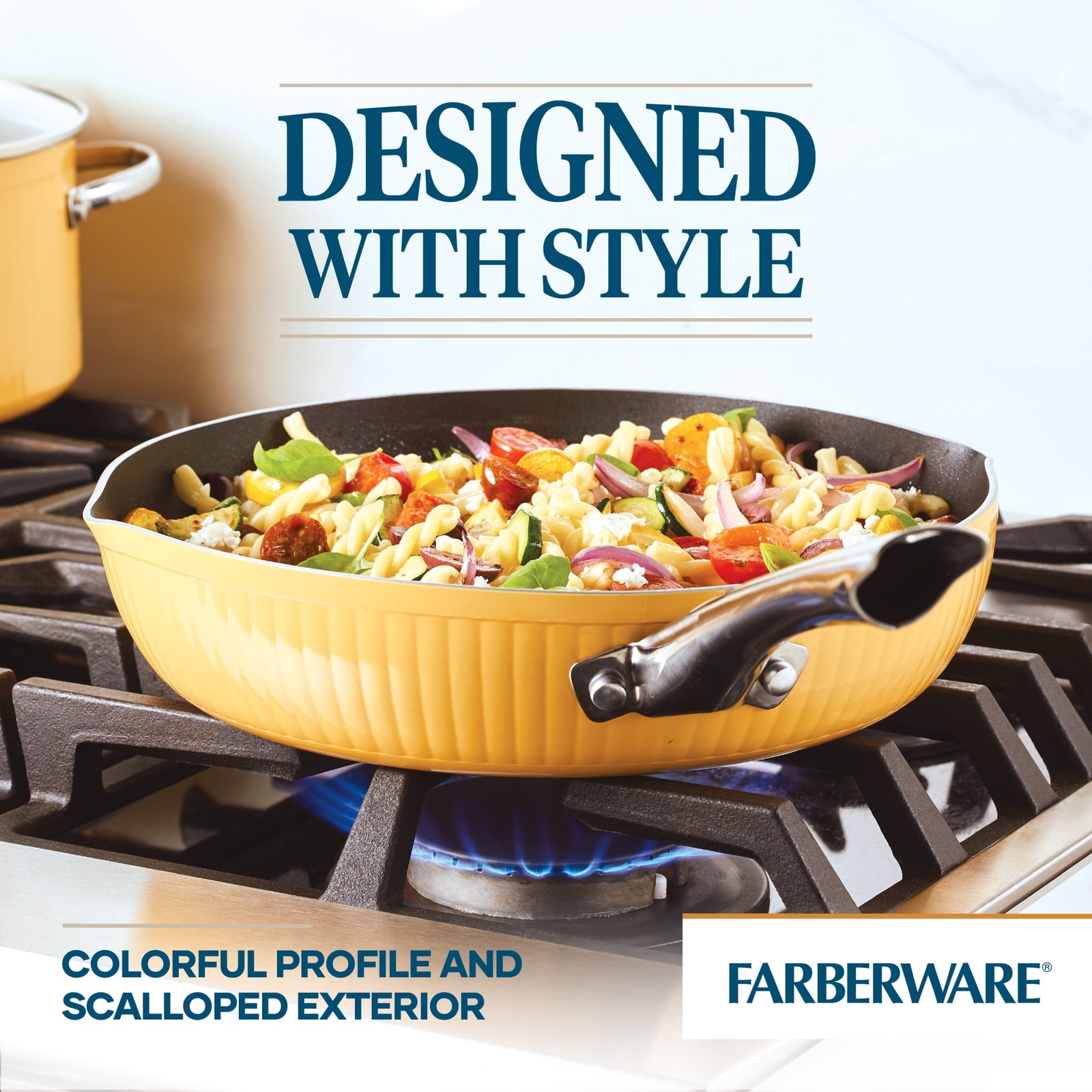 Style 11.25 Inch Nonstick Frying Pan Dishwasher Safe & Oven Safe to 500°F Yellow