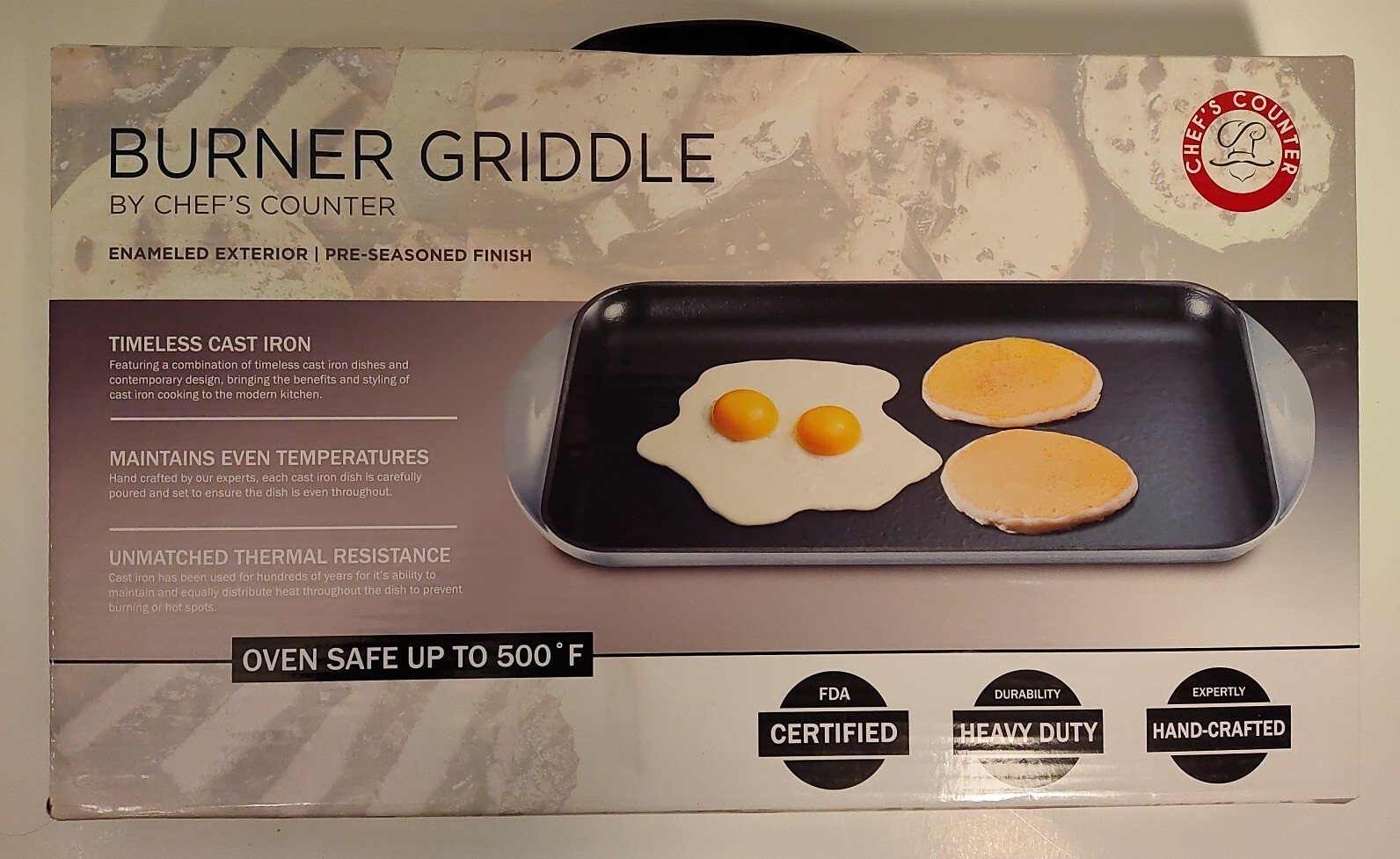 New Chef’s Counter Cast Iron Burner Griddle Oven 500° Even Temperature Hand Made