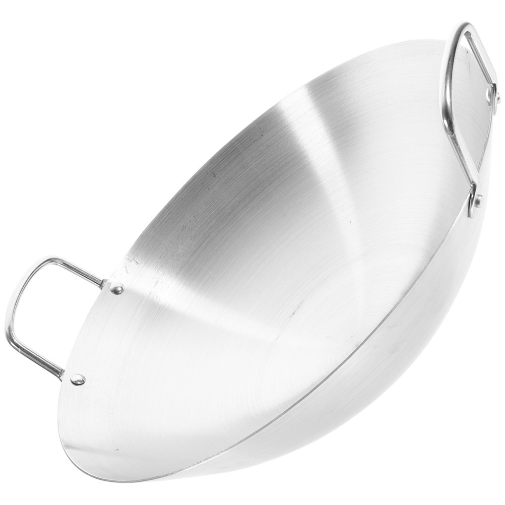 Kitchen Practical Stainless Steel Binaural Wok Frying Pan Cooking Pot 30 cm