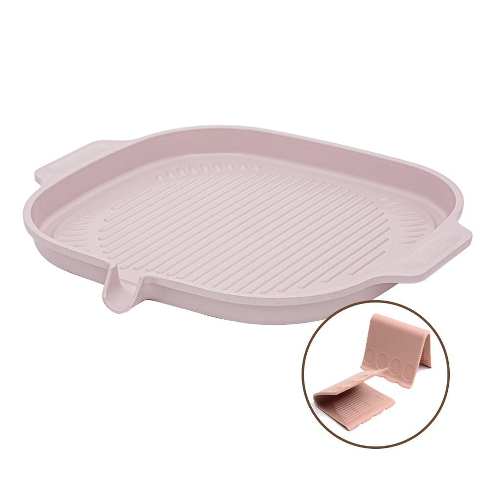 With Molly IH Pastel Ceramic Coating Square Grill Pan With Handle Pink