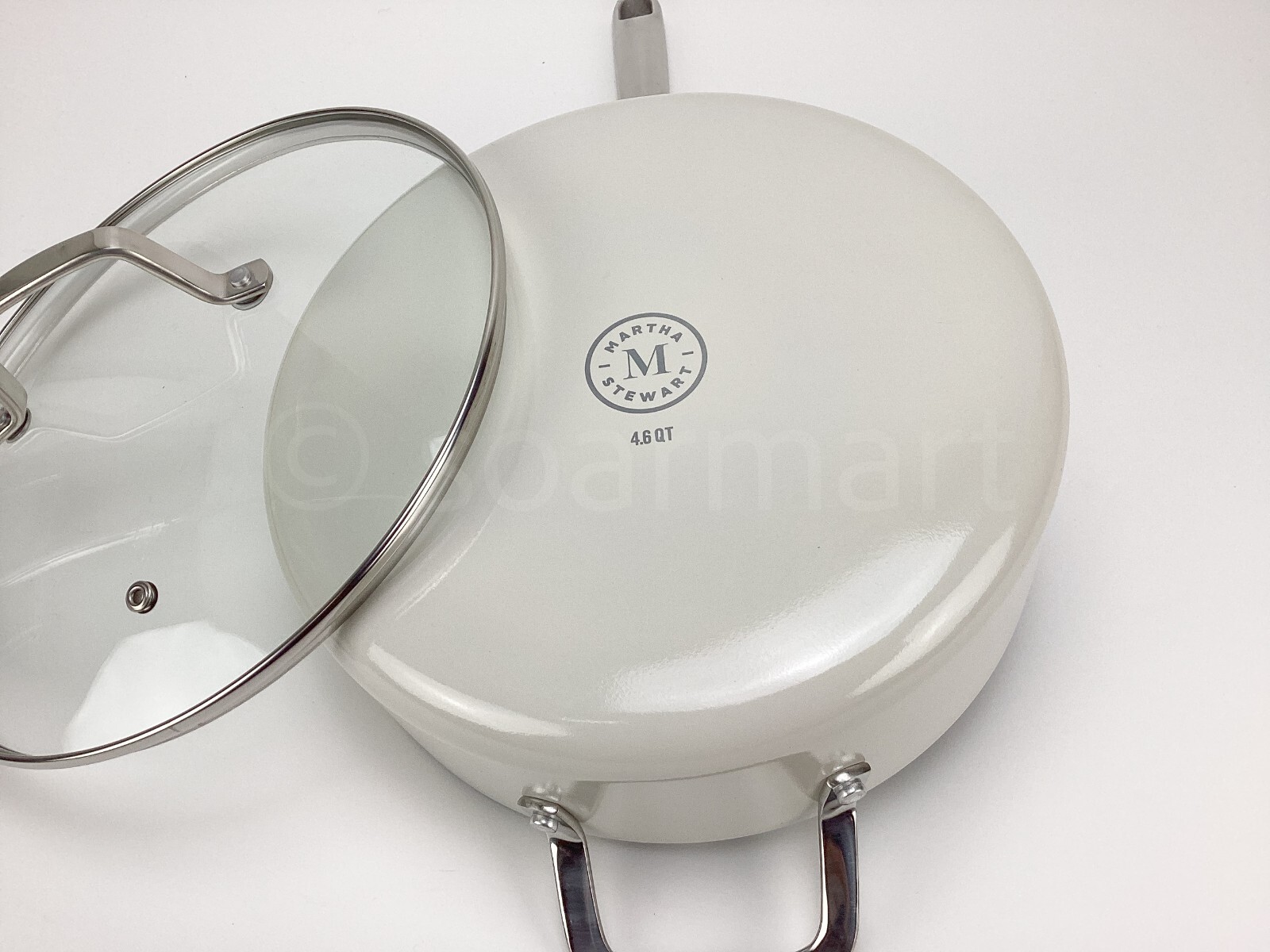 Martha Stewart Ivory 4.6-Qt Sauté Pan Hard-Enameled Aluminum Nonstick Cookware