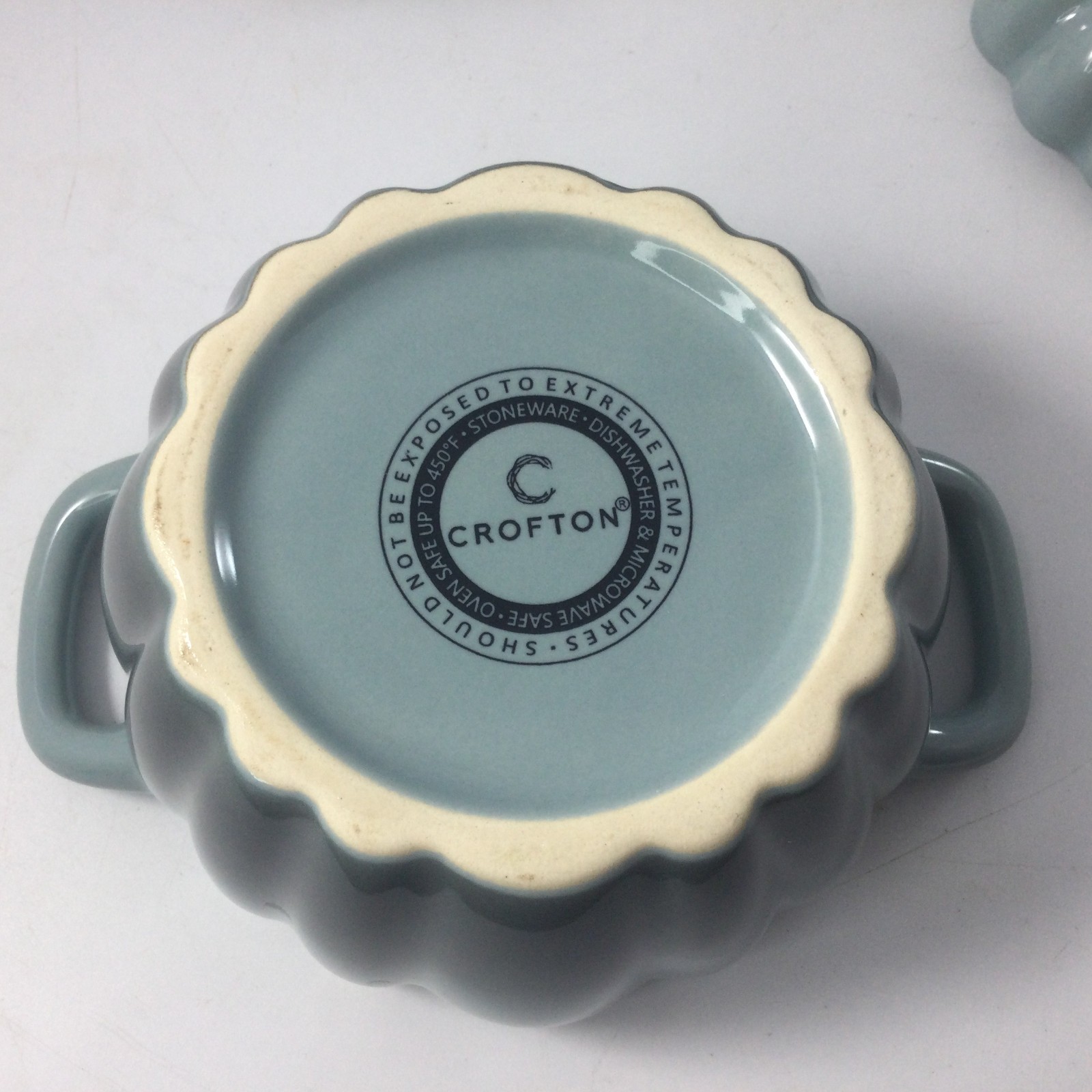 Crofton Mini Pumpkin Cocotte Stoneware Dishes with Lid Blue 5″ H Set of 2 New