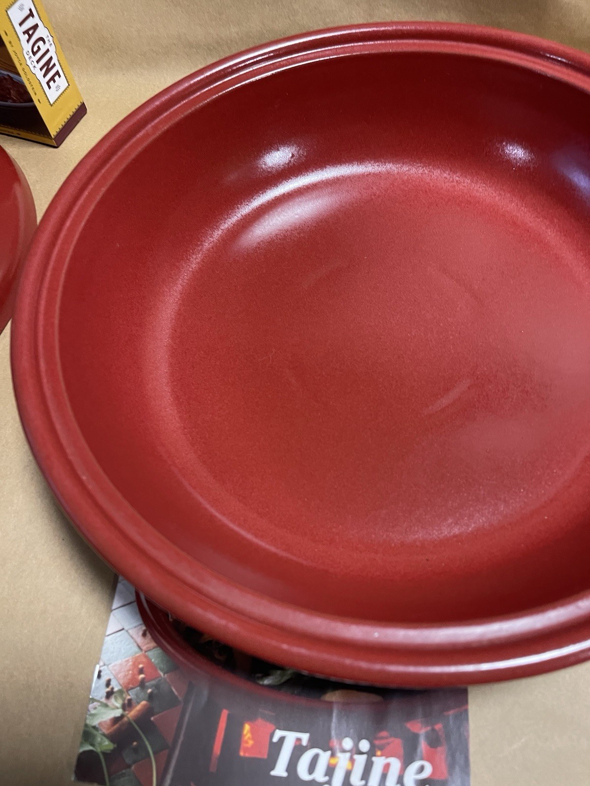Emile Henry Large Tagine w/ Recipe Deck – 12.5″ Wide – France Moroccan Red EUC