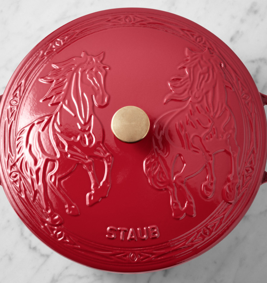 Staub Enameled Cast Iron Essential French Oven with Horse Lid, 5-Qt