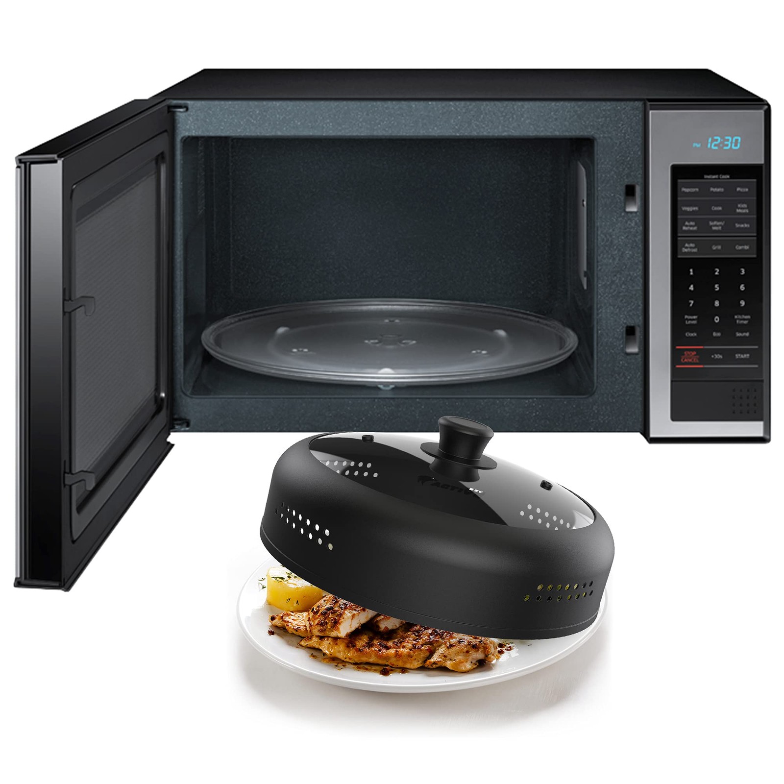 Microwave Cover for Food, Silicone and Glass Splatter Guard Lid for 6–7–8–9-1…