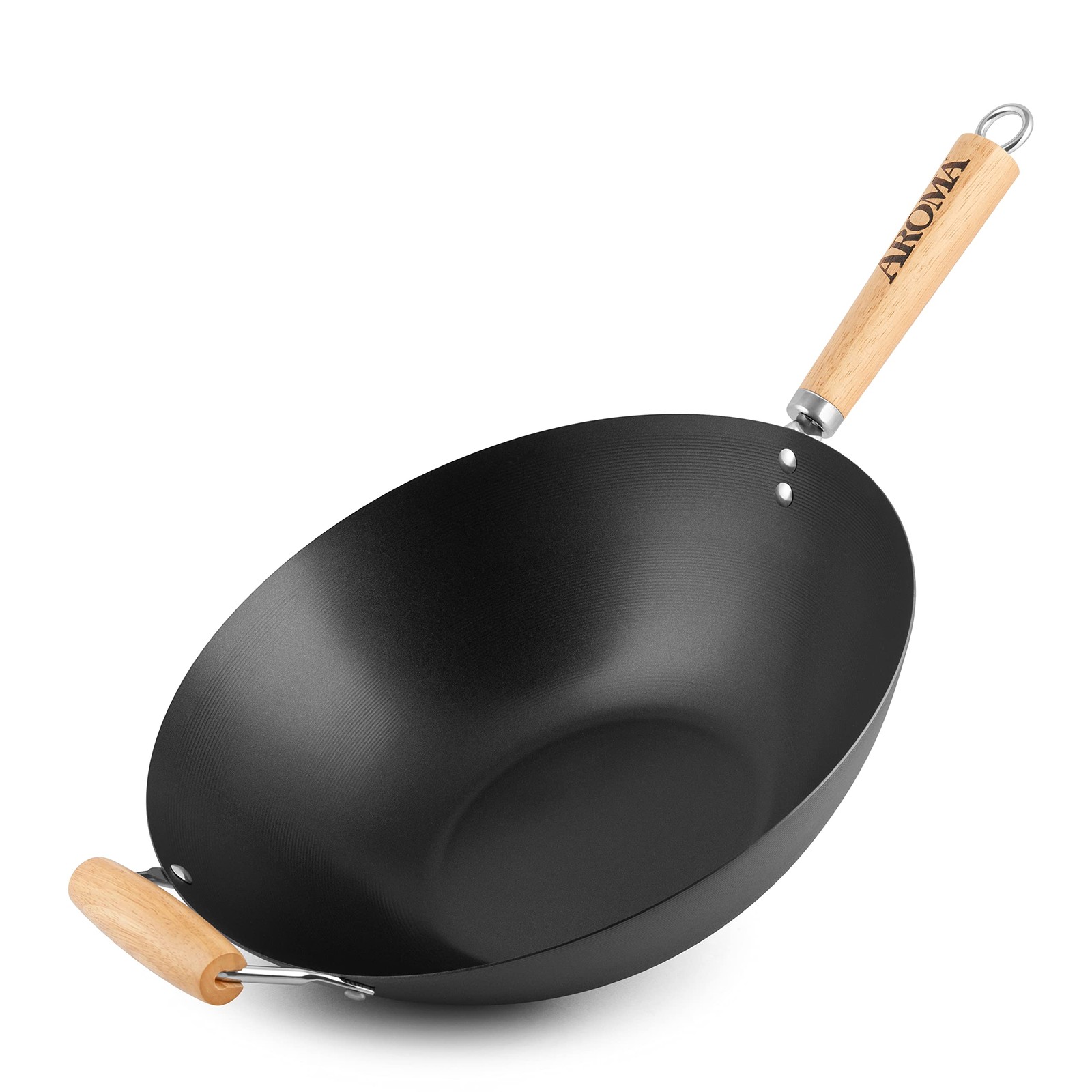 Aroma Housewares 14″ Heavy Duty Carbon Steel Cookware (ANW-102) Non-Stick Wok…