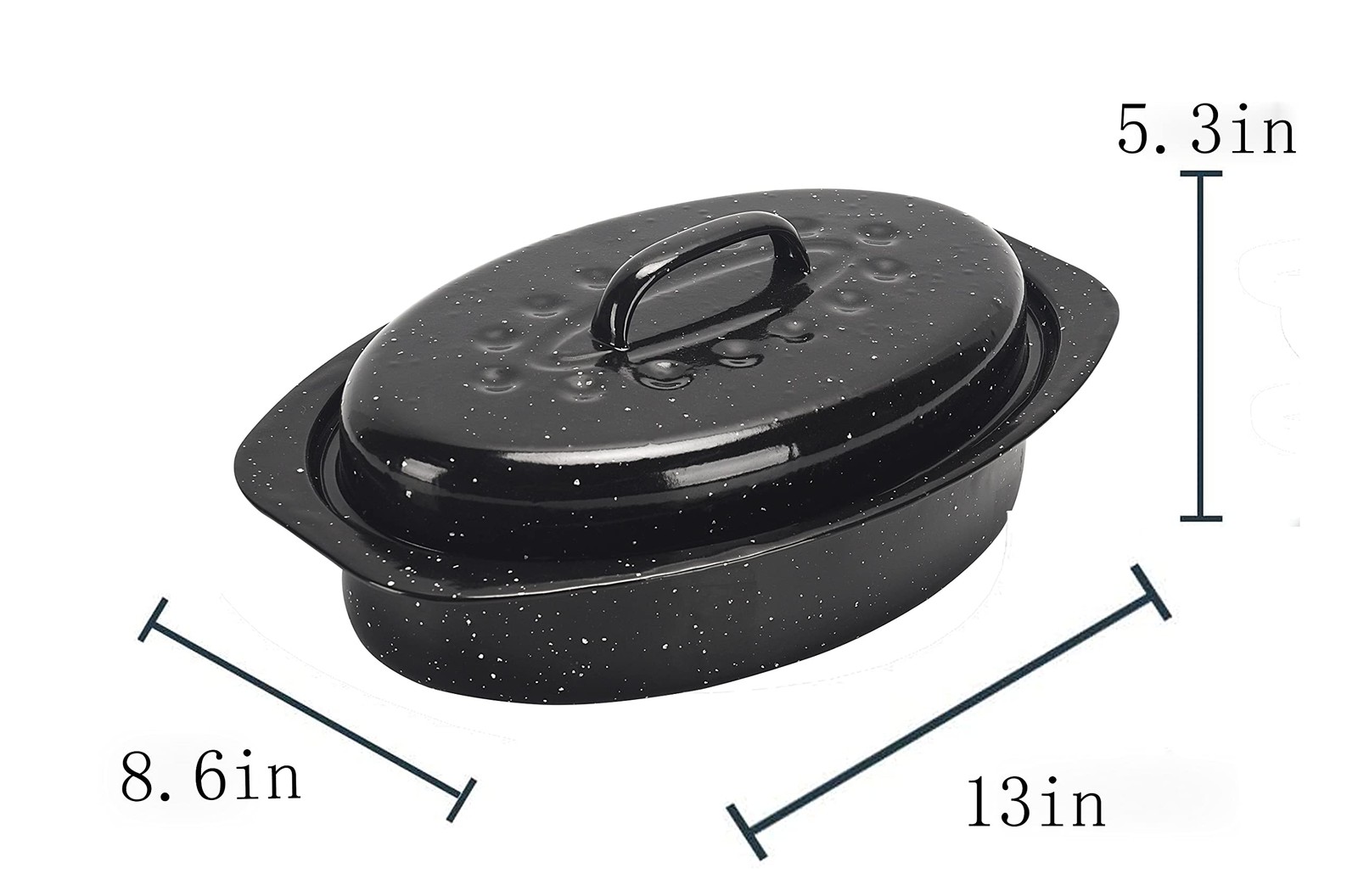 Covered Oval Roaster, 13 inches, Black
