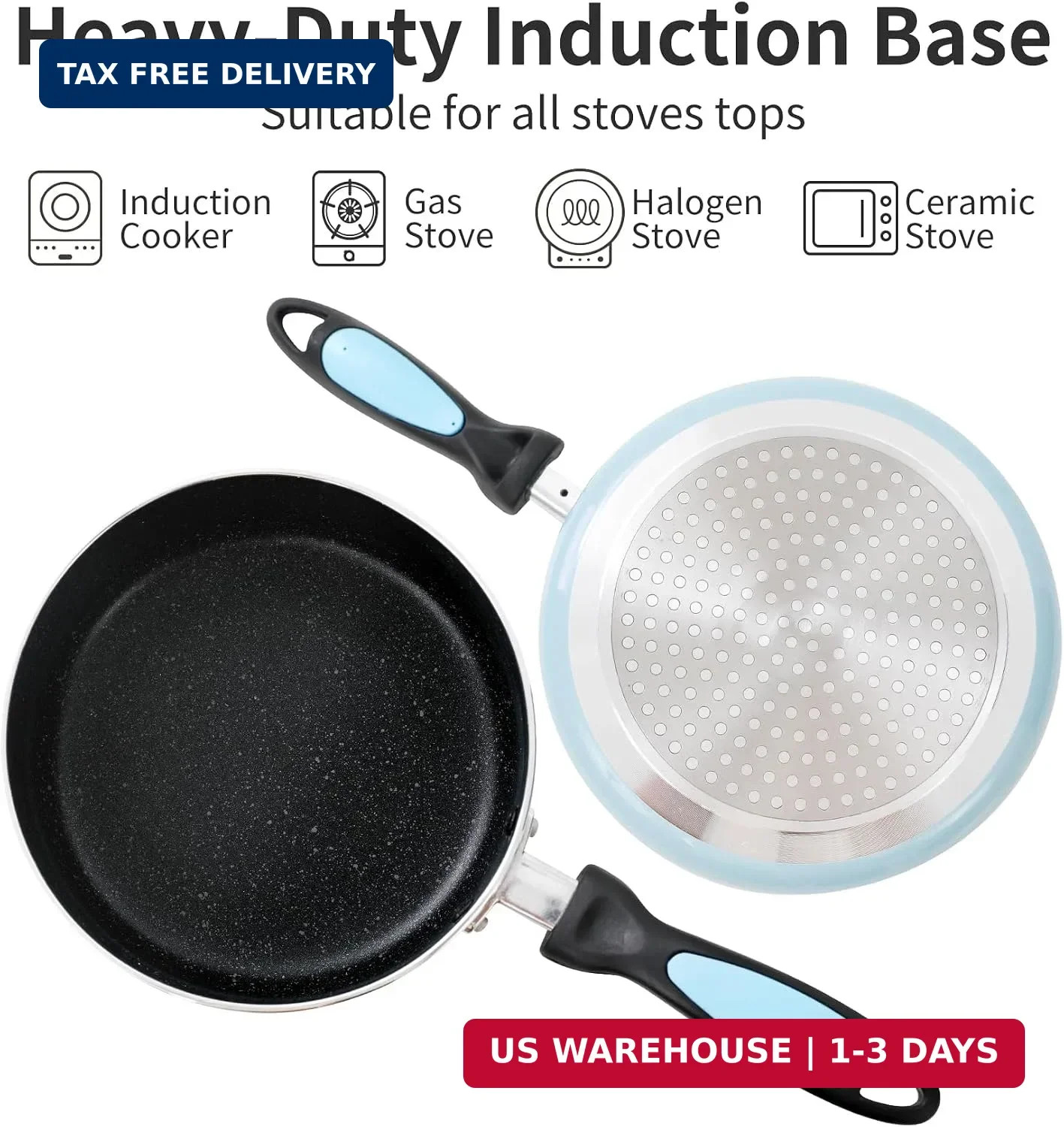 Saucepan Set Nonstick 1qt 2qt with Glass Lids Kitchen