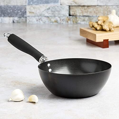 Nonstick Carbon Steel Wok With Soft Touch Riveted Handle 8″bla