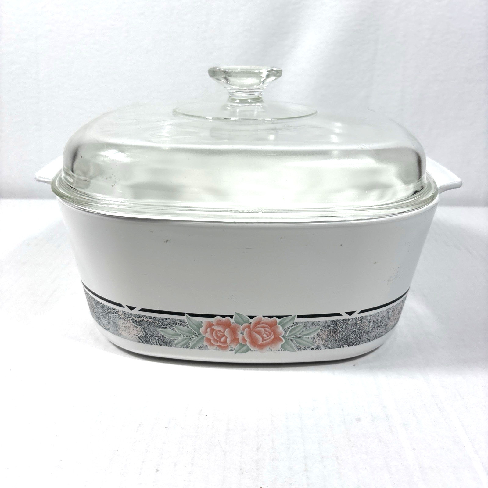 Vintage Corning Ware Silk & Rose 5 Liter A-5-B Casserole Dish MCM Retro Kitch