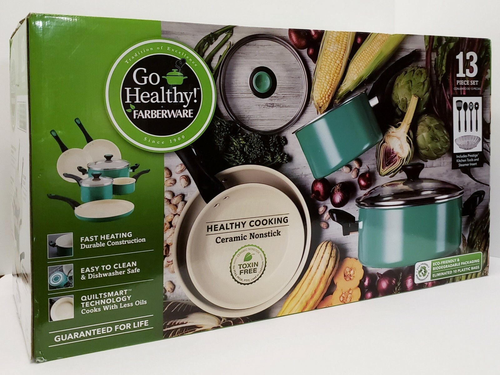 Go Healthy! By Farberware 13 Piece Nonstick Pots And Pans Cookware Set W/ Tools