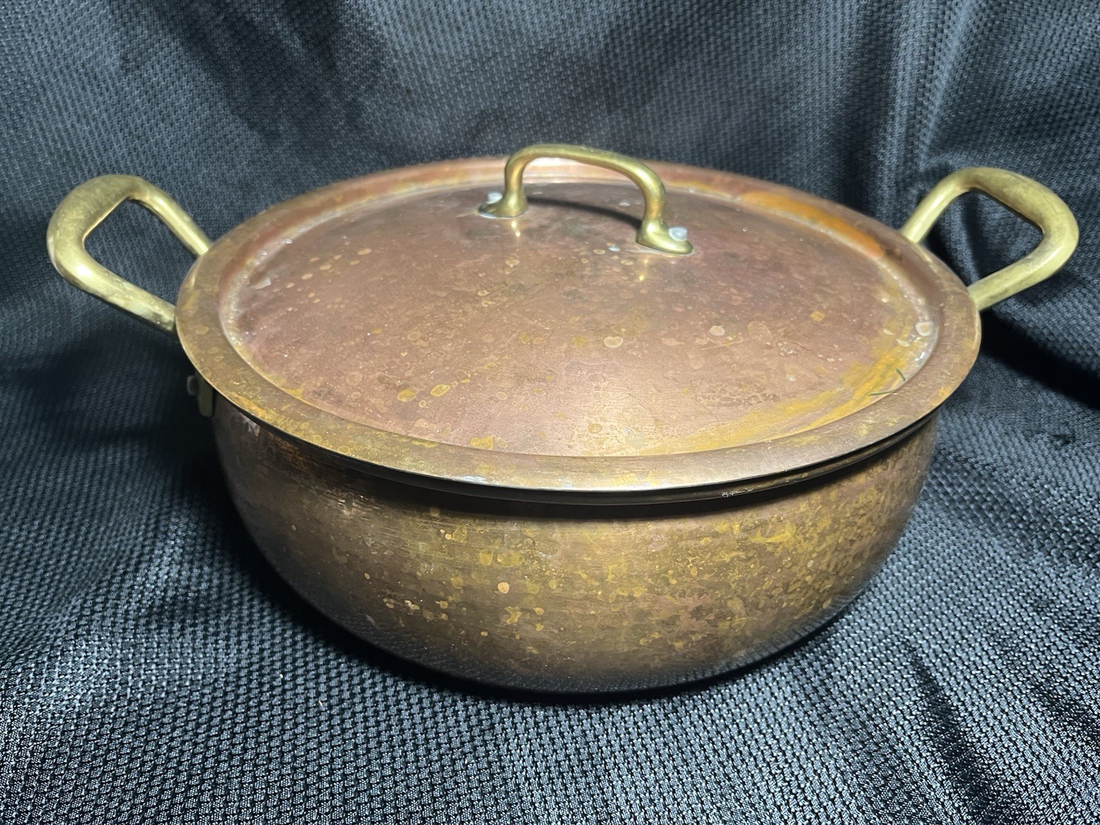 Ruffoni Vintage Hammered Copper Stockpot 6 Qt Made In Italy with Lid and Handles