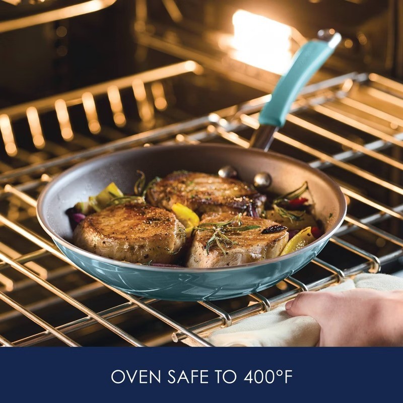Rachael Ray Cucina Twin Pack Nonstick Frying Pan Set, Blue, 9.25″ & 11″