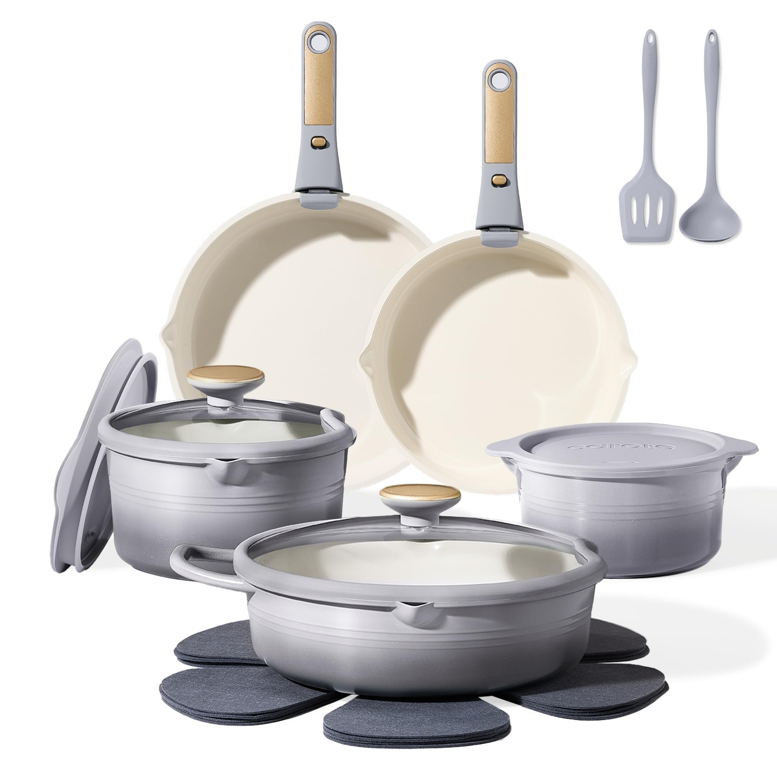 CAROTE 17Pcs Titanium Cookware Set, Pots and Pans Set Non Stick, Kitchen Cook…