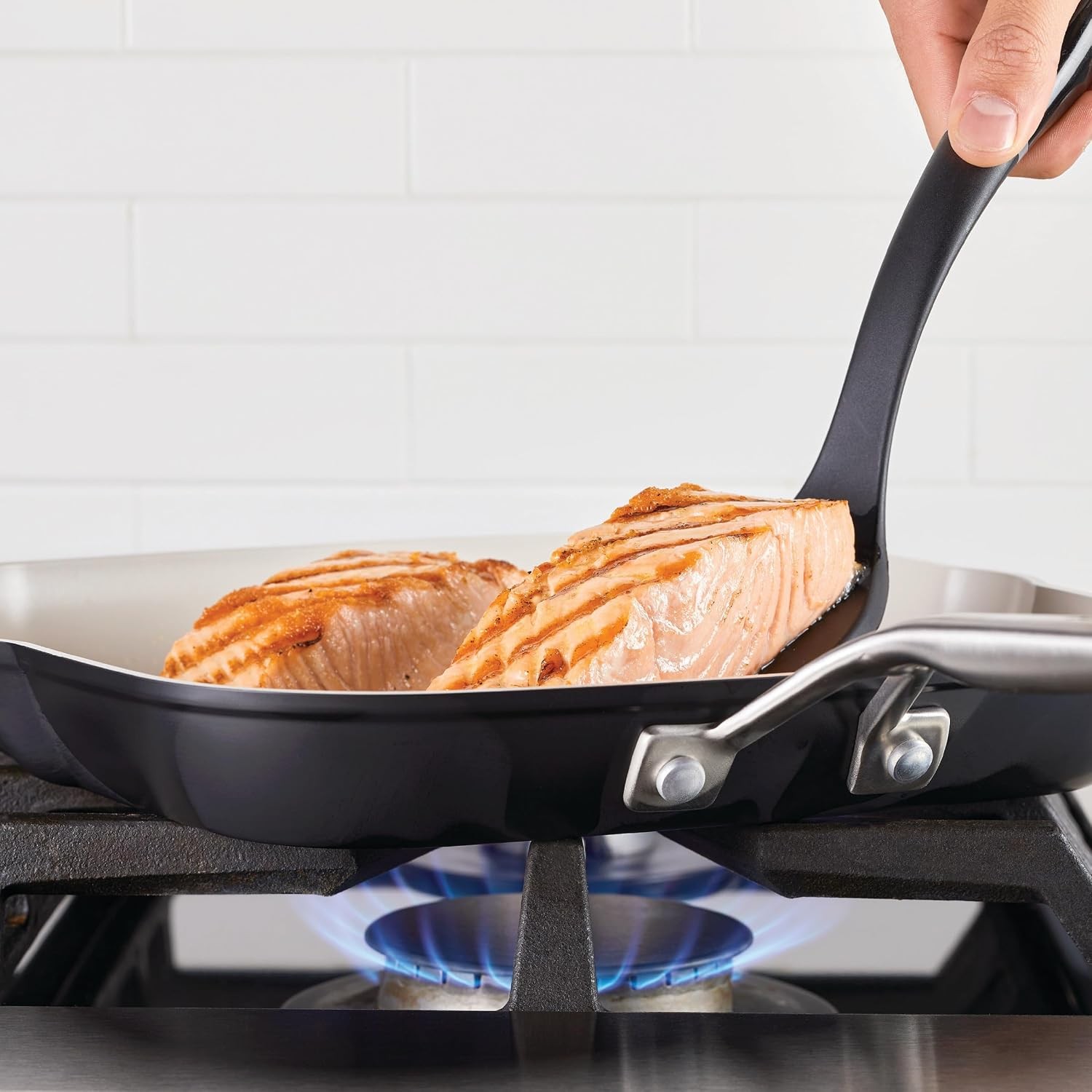 Hard Anodized Ceramic Nonstick Grill Pan/Griddle Square 11.25 Inch – Matte Black
