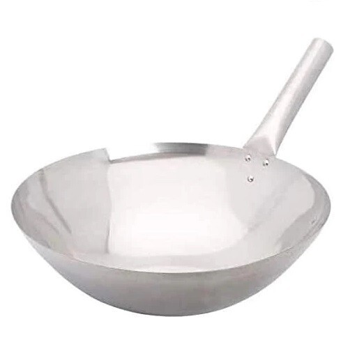 14″ Single Handle Stainless Steel Chinese Wok *(4-Pieces of Pack)
