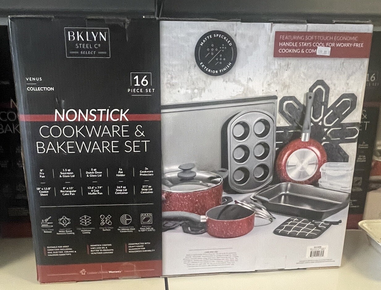 Brooklyn Steel Co. Venus Nonstick Aluminum 16-Pc. Cookware Set