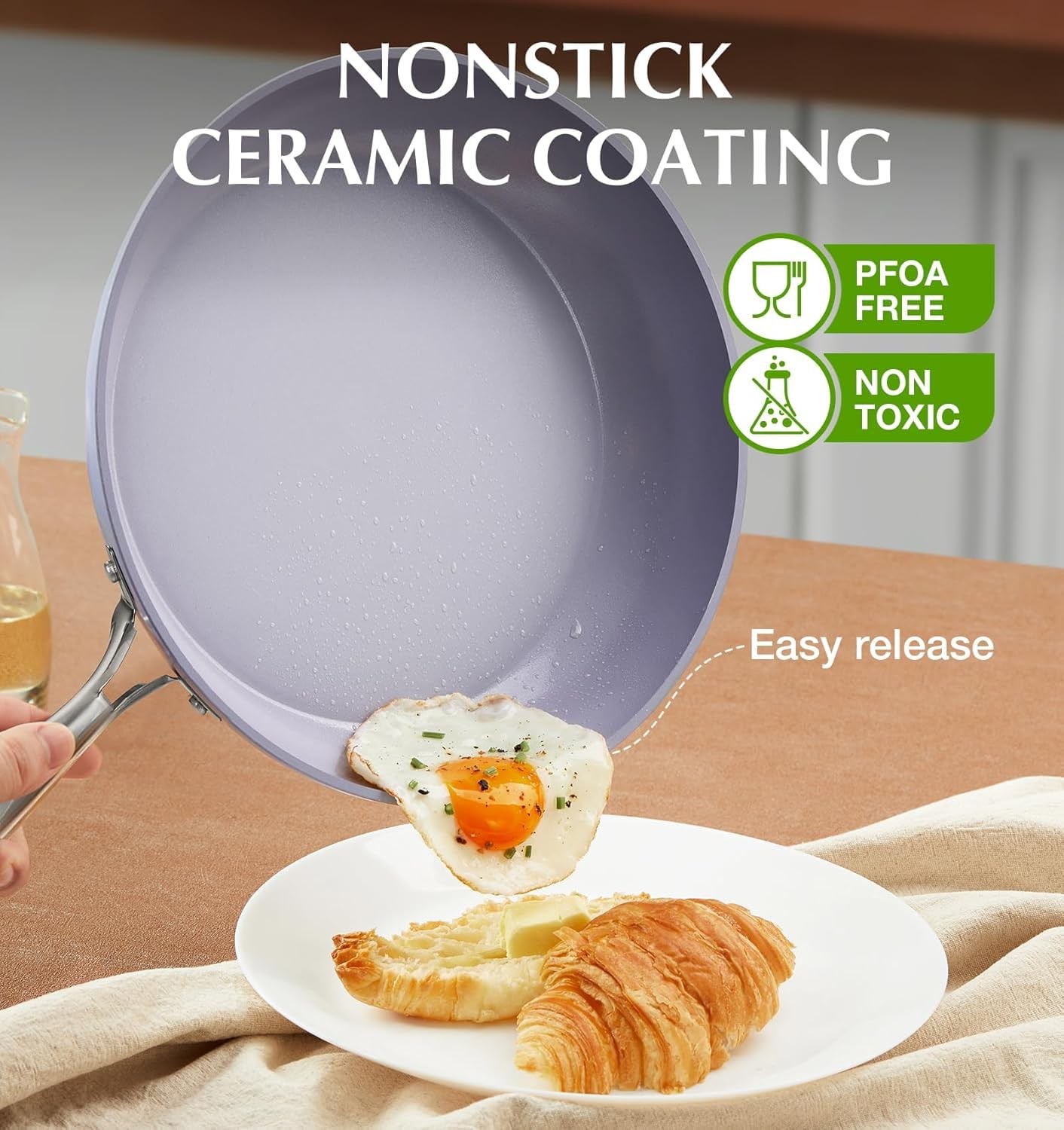 14 Inch Frying Pan with Lid, Large Skillet with Lid, Extra Large Fry Pan for …