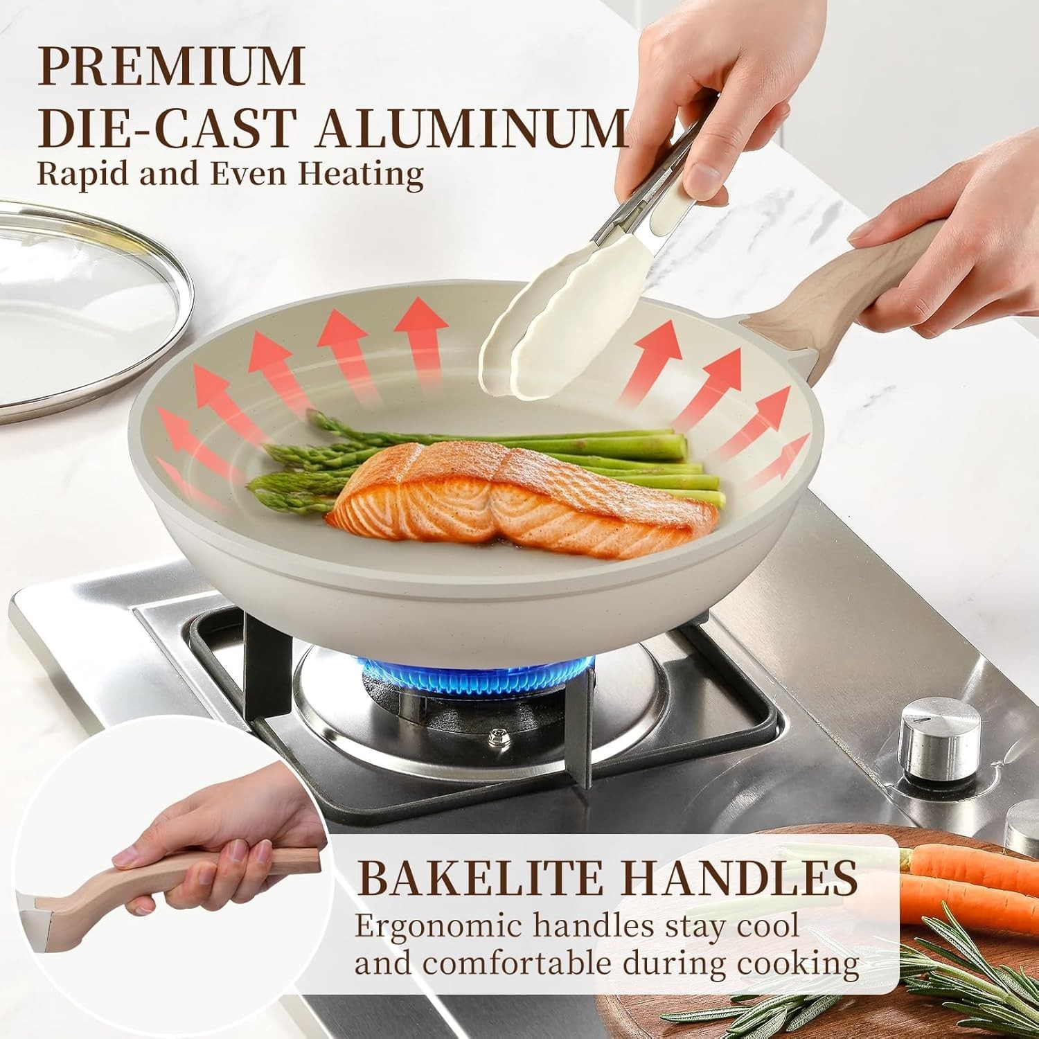 Ceramic Pots and Pans Set Nonstick Teflon Free Induction Cookware Kitchen