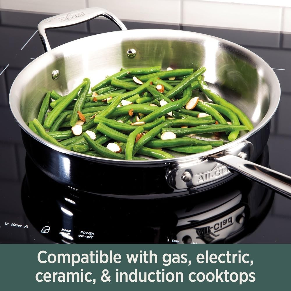 All-Clad D5 5-Ply Stainless Steel 3 Quart Saucepan, Oven Safe & Induction Ready