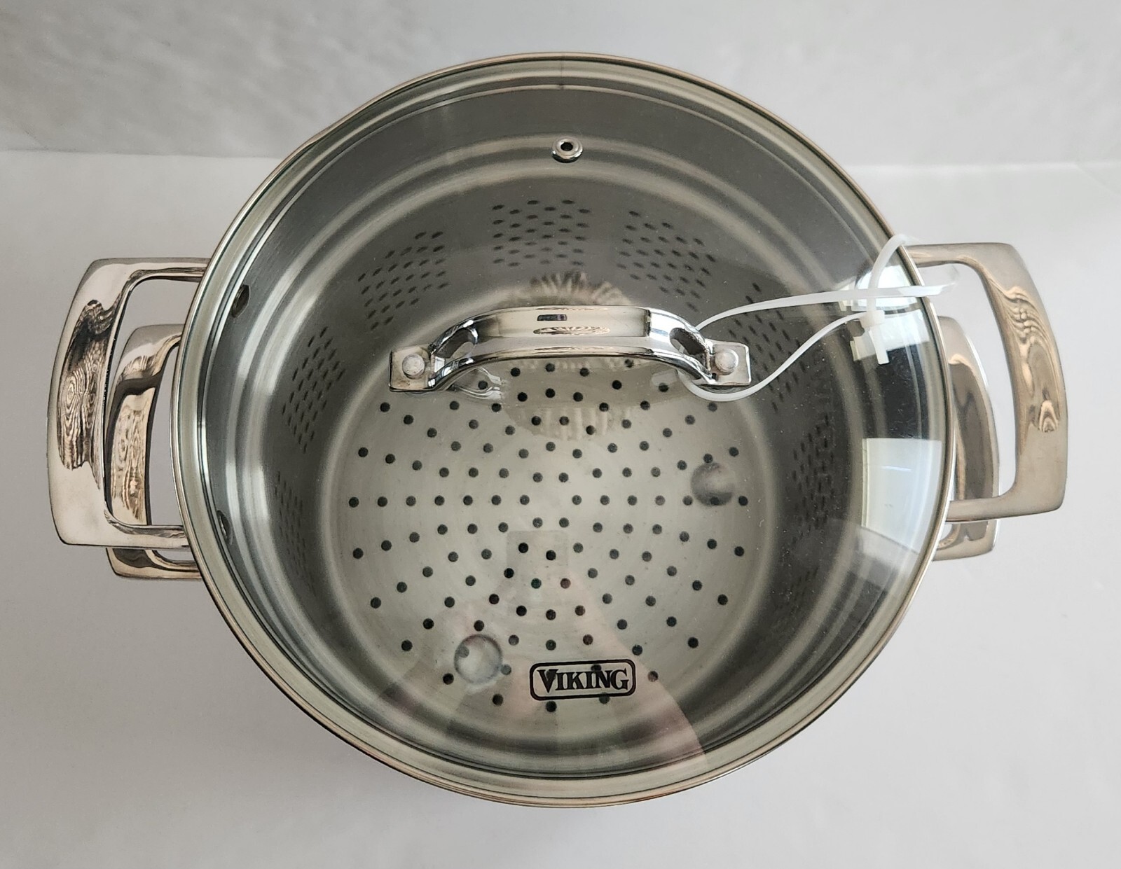 Viking 3-Ply Stainless Steel Stock Pasta Pot, Glass Lid 8 Qt/7.5L 9” D -NEW-