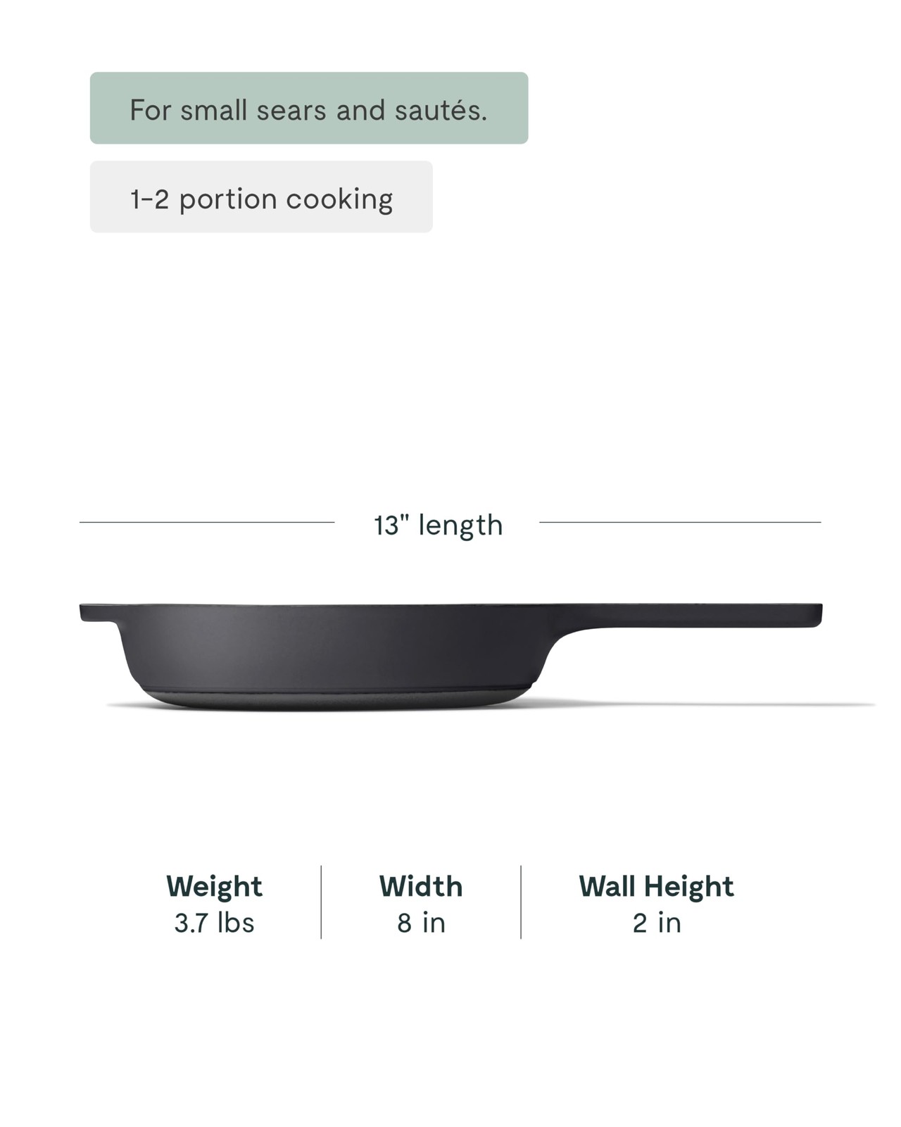 Cast Iron Skillet – 8” Enameled Cast Iron Pan With 3 Layer Enamel Coating – N…