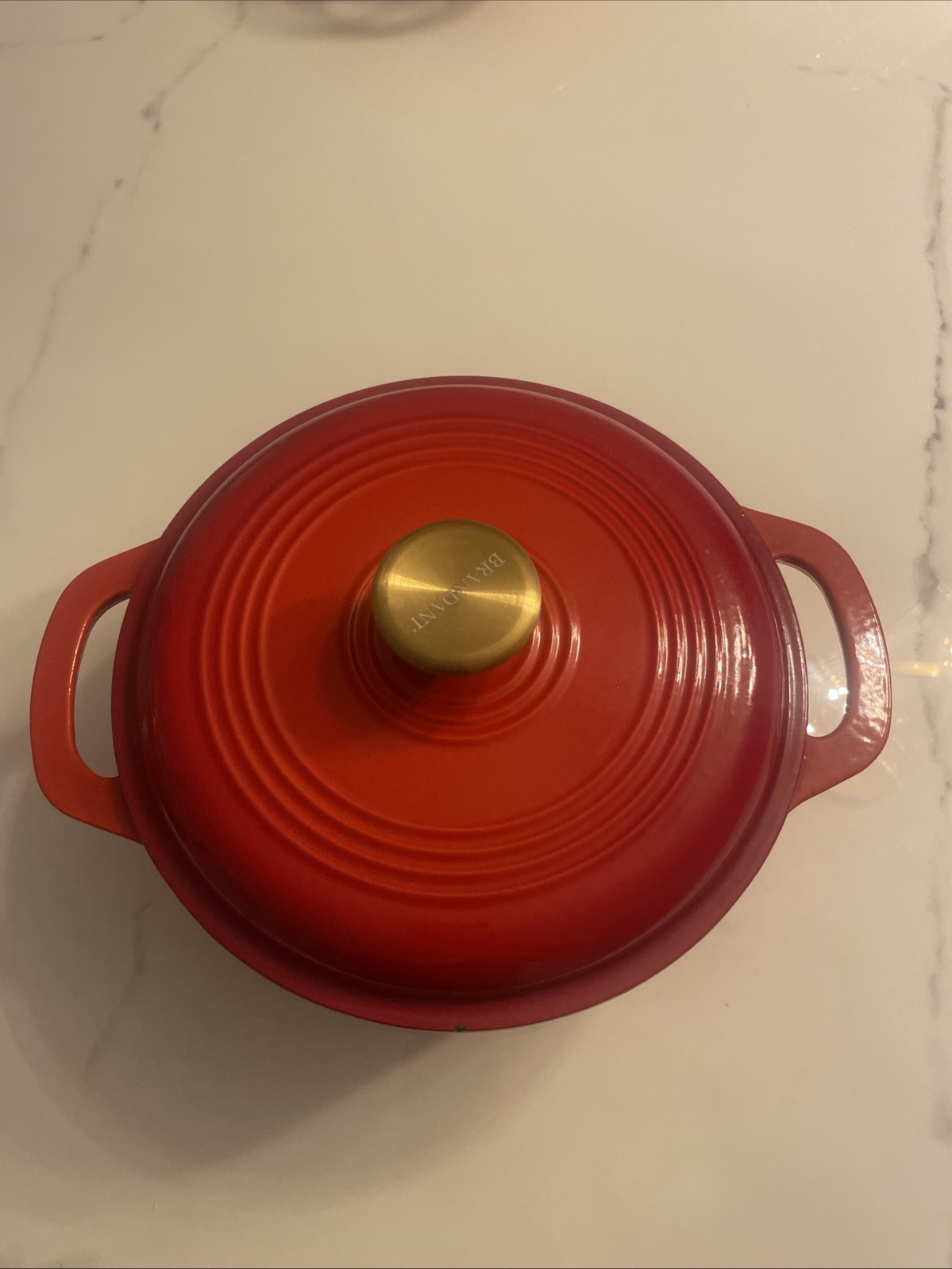 Brandani Italy Traditional Disa Cast Iron Braiser 3qt Dutch Oven Pot Red.