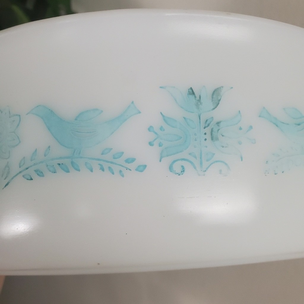 Pyrex Bluebird Oval Casserole 1.5qt Glass Lid – Turquoise & White 043