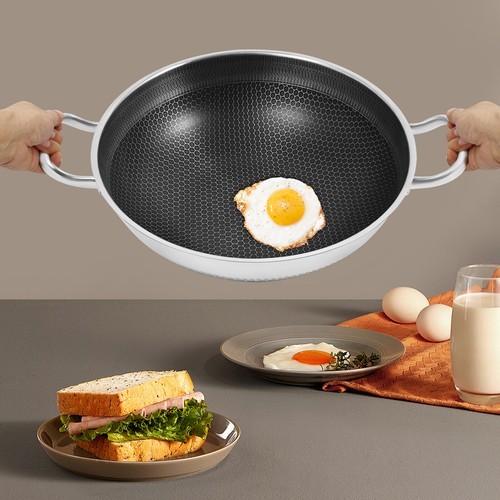 Skillet With Lid 14 Inch Non Stick Paella Pan Stainless Steel Frying/Cooking Pan