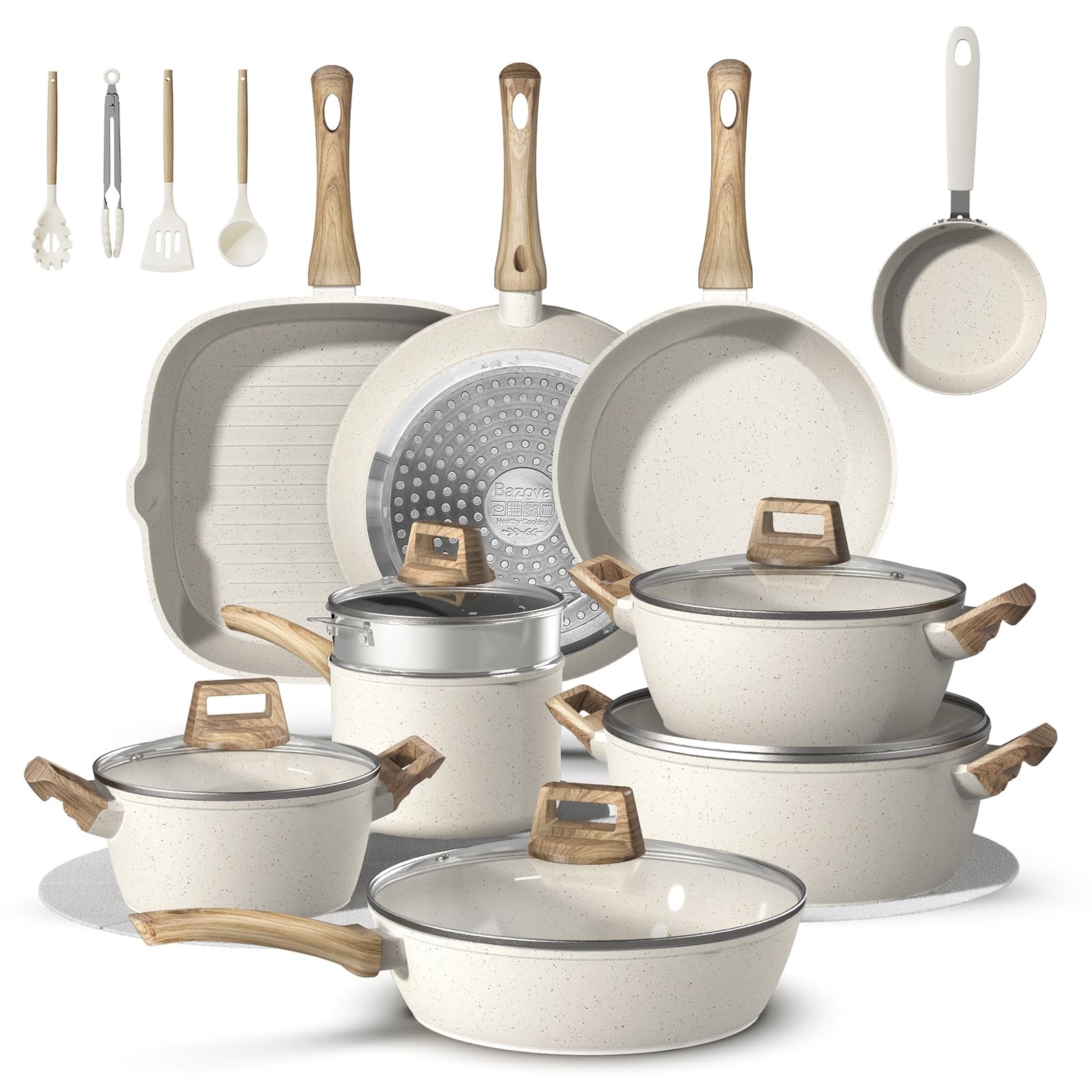 Ceramic Titanium Cookware 25 Pcs Induction Ready
