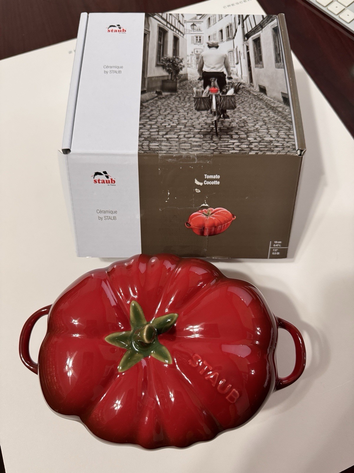 STAUB Ceramics 16 oz Sz 7.5”Petite Red Tomato Cocotte Brand New in Original Box