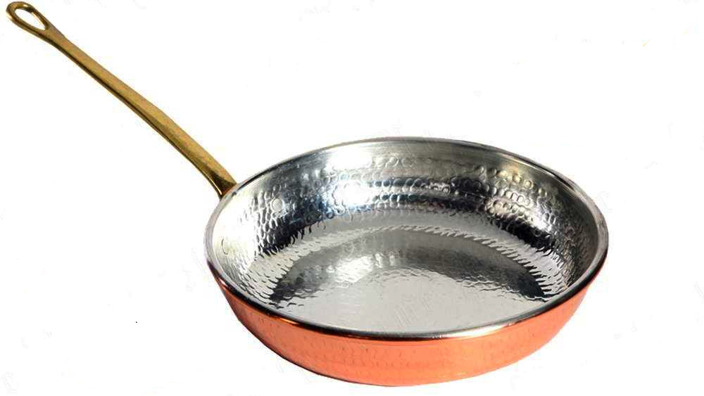 Professional Brass Handle Tinned Copper Kitchen Pan 38cm CE