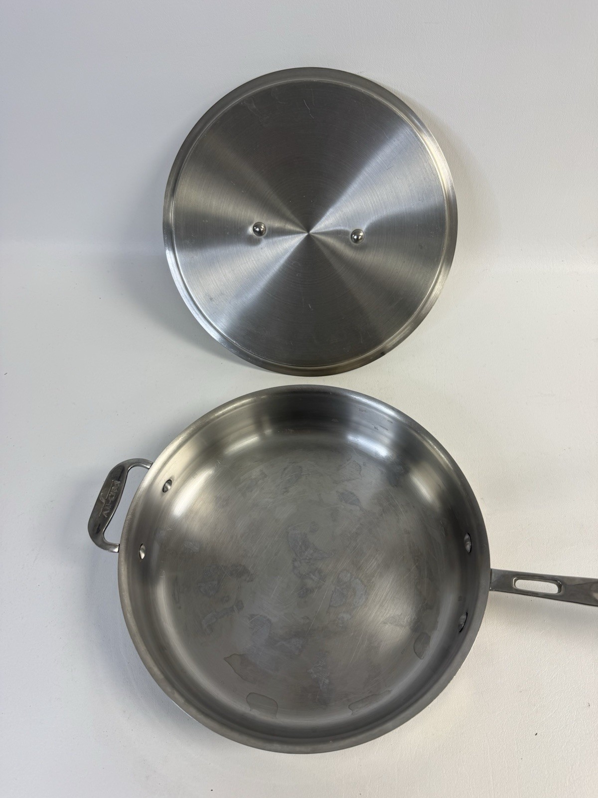 All-Clad Copper Core 11” Saute Pan w/ Lid SS Chef Pan 3 Qt Helper Handle USA