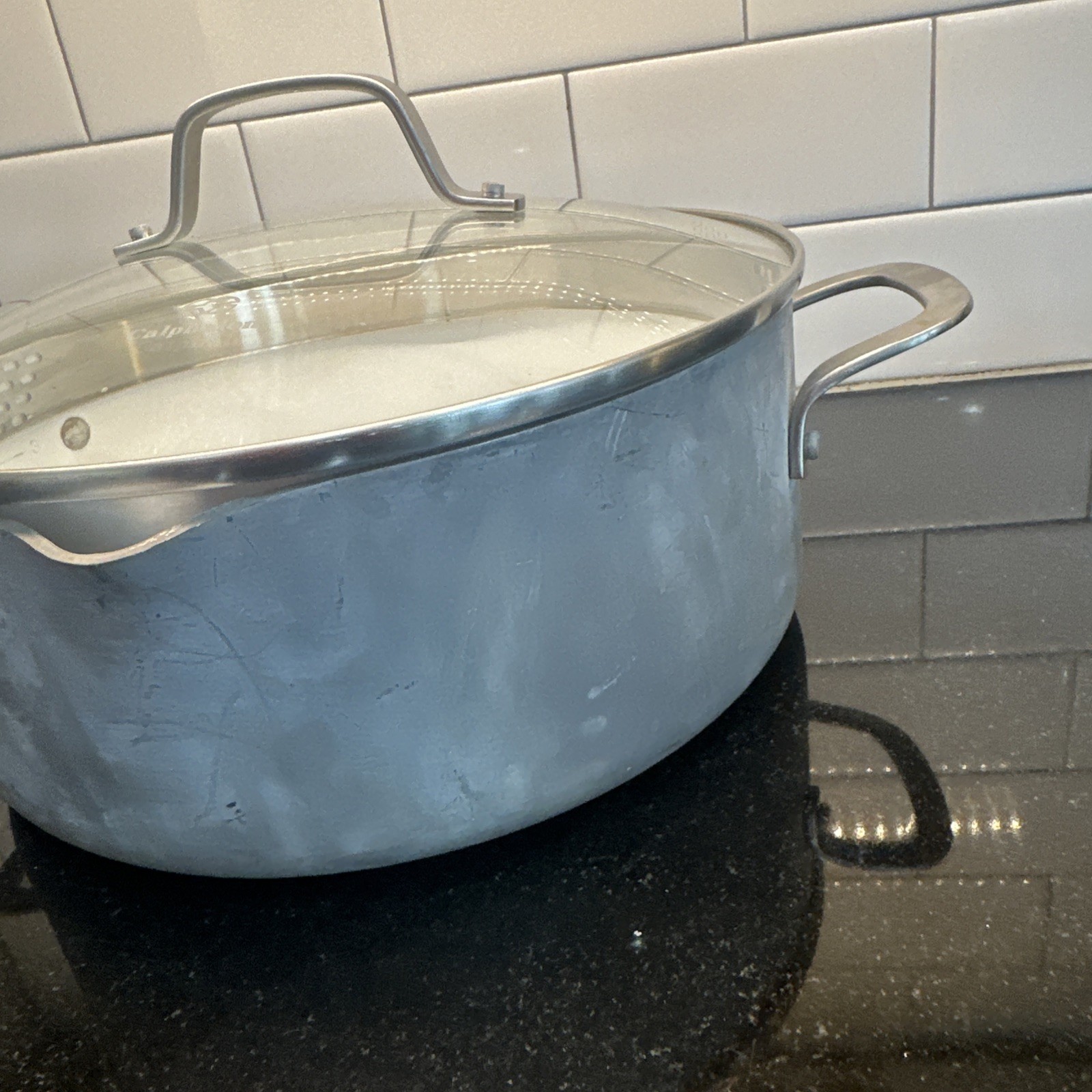 Calphalon Classic Anodized 5 Qt Stock Pot & Glass Lid 8785 Ceramic Non Stick USA