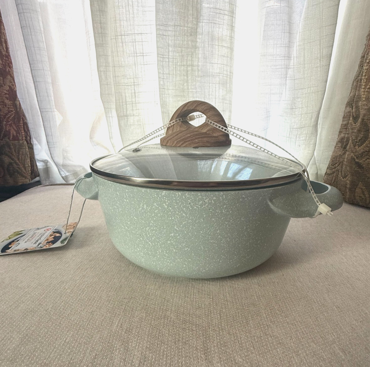 NEW MASTERCLASS PREMIUM COOKWARE LIGHT SKY BLUE SPECKLED CASSEROLE 8″ LID