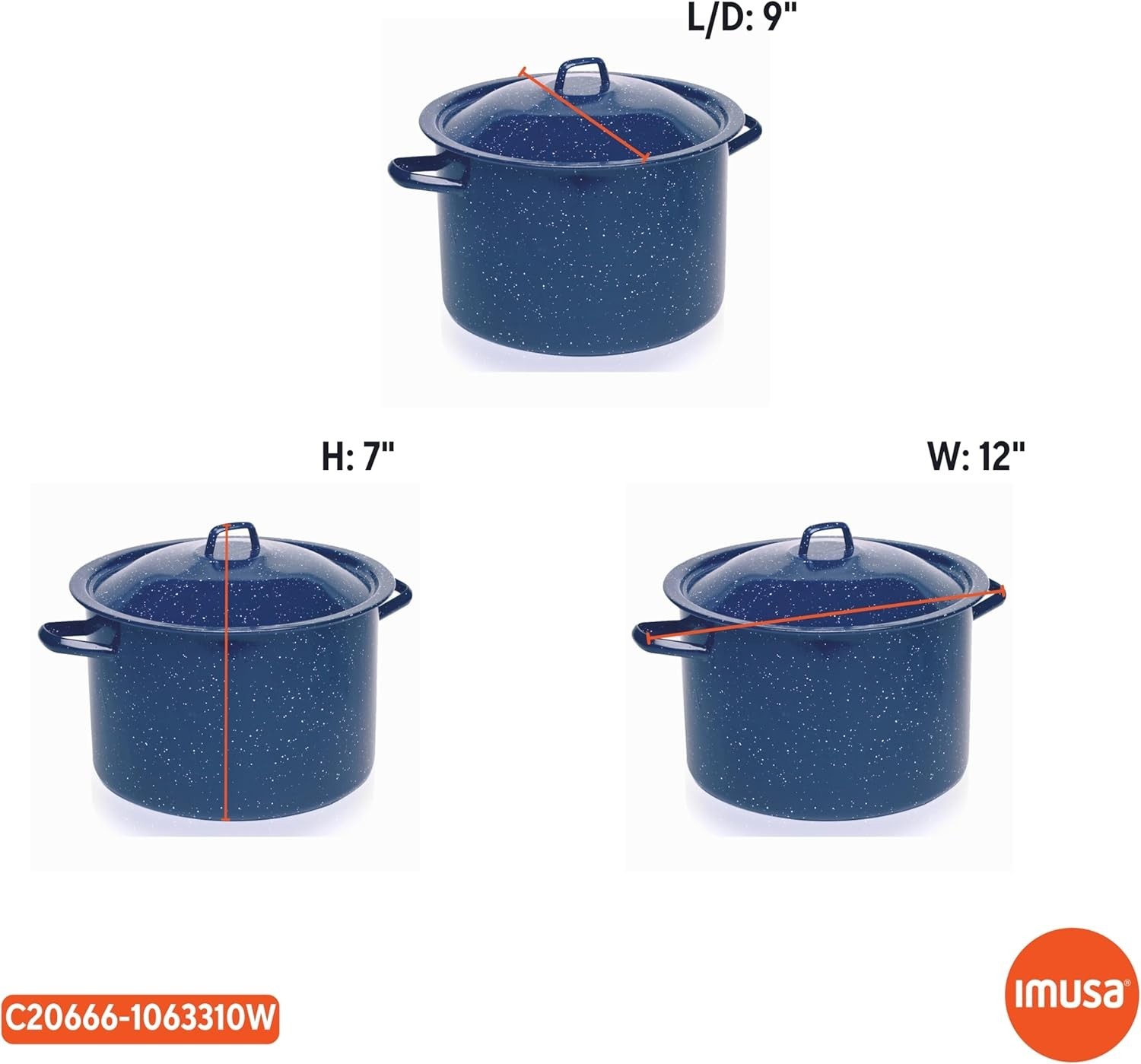 6Qt Blue Speckled Enamel Stock Pot with Lid