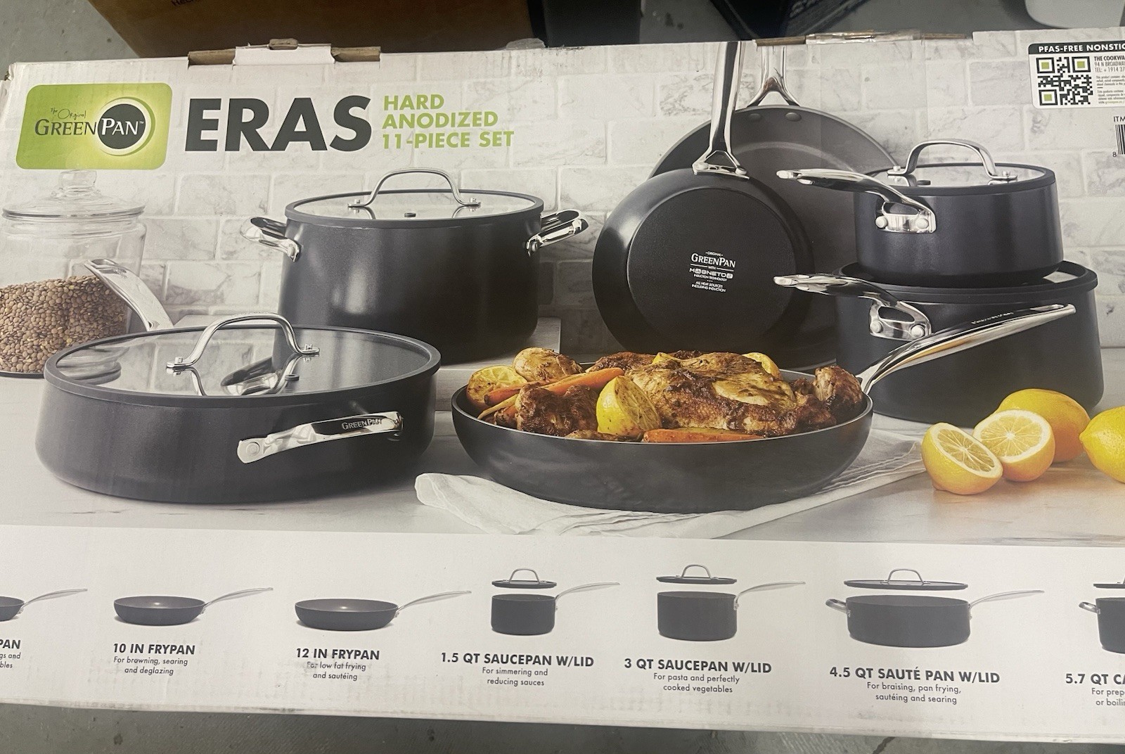 Green Pan Eras 11 Piece Cookware Set New Open Box Ceramic Nonstick