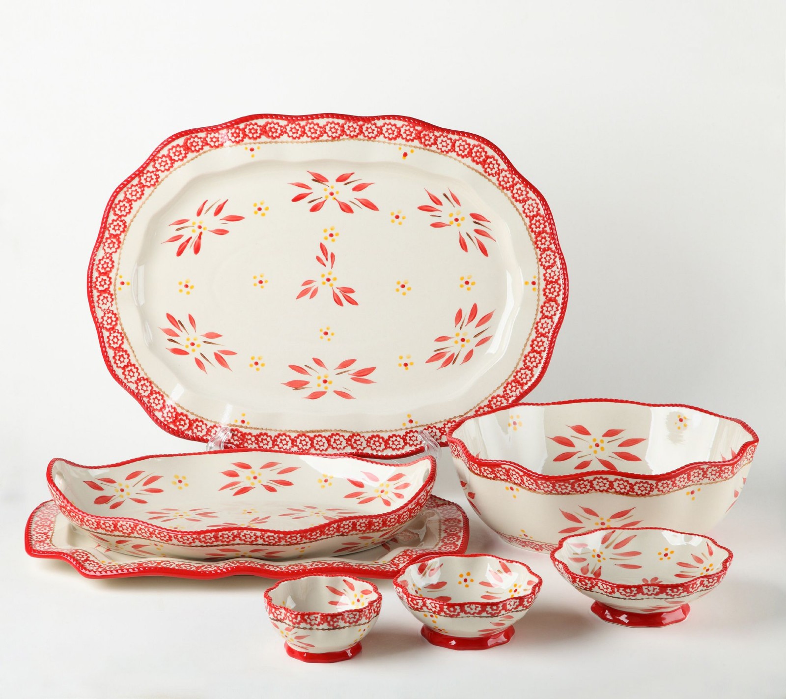 Temp-tations 11-Pc Specialty Serving Set:Bowl,Tray,Baker, Old World RED,H219270
